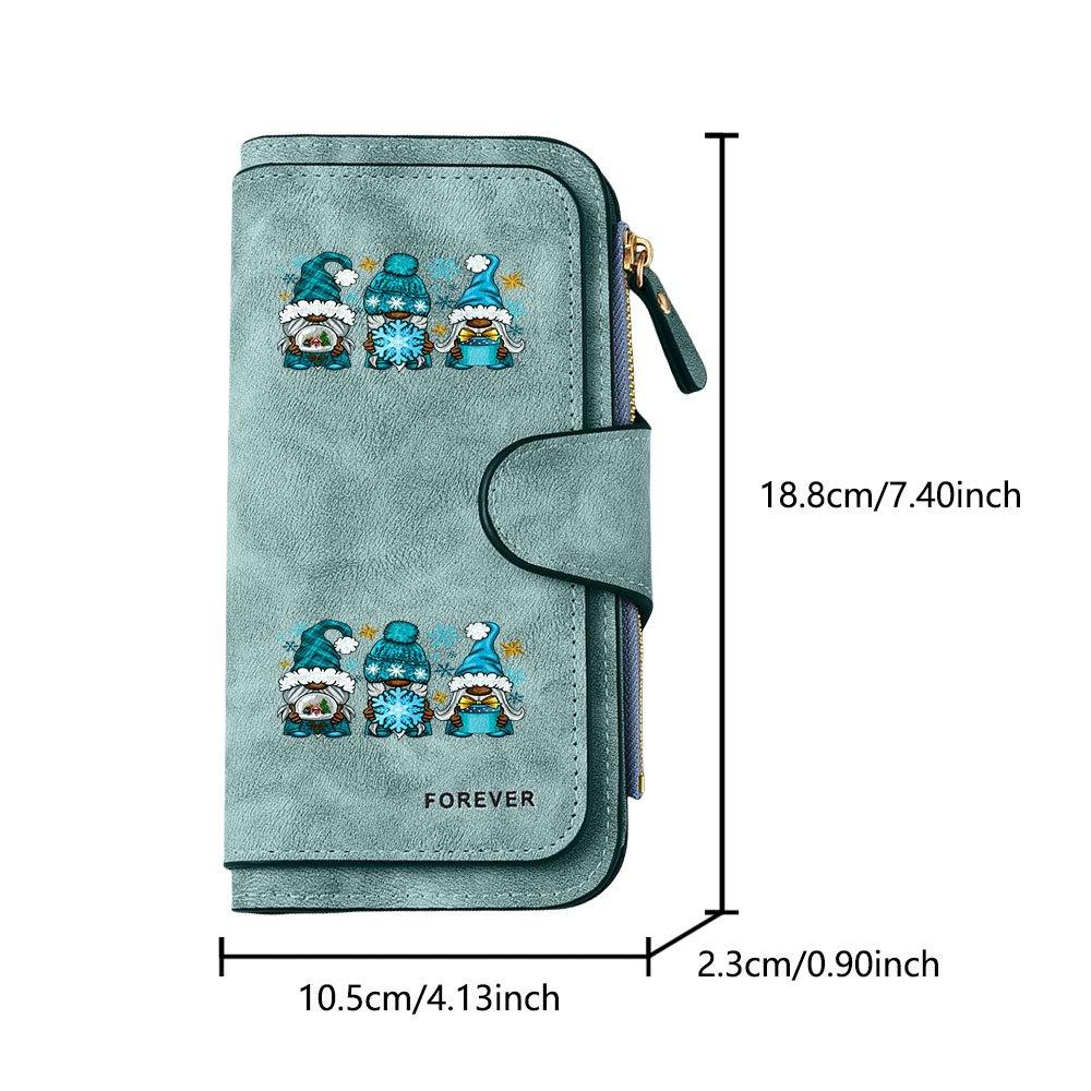 Fashionable Long Wallet with Winter Christmas Gnome Print Design Eye Catching and Multifunctional Portable Coin Purse with Clasp Large Capacity