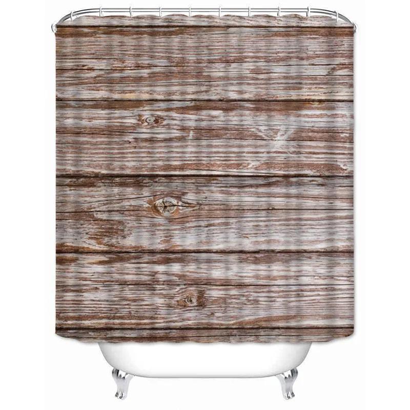 Rustic Shower Curtain Vintage Vertical Wood Planks Distressed Rustic Hardwood Design Fabric Bathroom Curtains Decor with Hooks