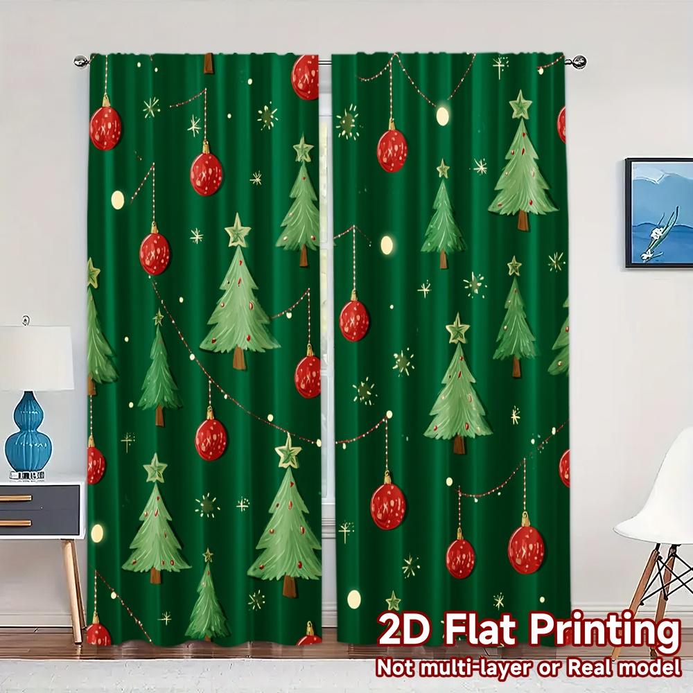 

Set Of 2 Modern Flat Printing Jit Curtains Without Rod Festivecouplexmas Digital Printed Polyester Easy Install Curtain W100*H70(CM)-Grommet top&2PCS