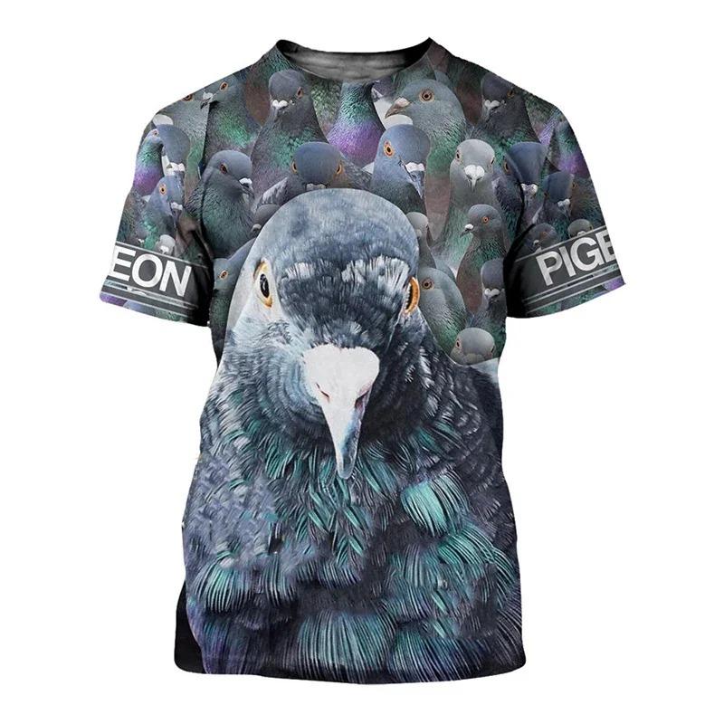 3D Harajuku Animal Print T Shirt for Men Funny Pigeon Pattern Short Sleeve Pullover Summer Casual O-neck Loose Tops