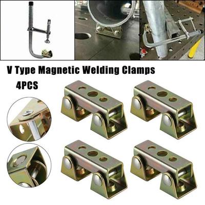 4x Adjustable Magnetic Welding Clamps V Type Pads Fixture Holder Strong Welder