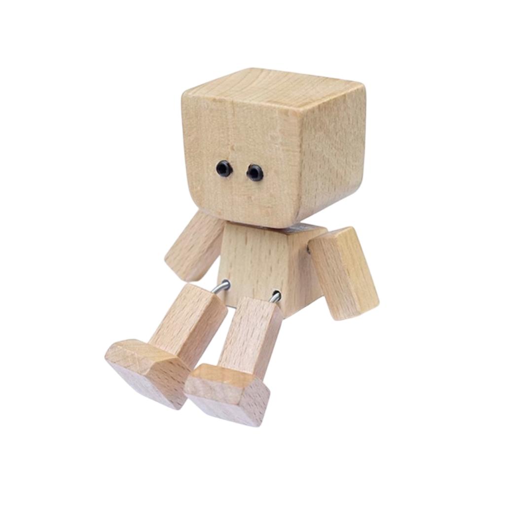 Wackelnder Holzmann Figur Autodekoration Kleine Ornamente Bein-Schwingender Roboter Figur Niedlicher Holzmann Auto Gute Kreative Geschenke