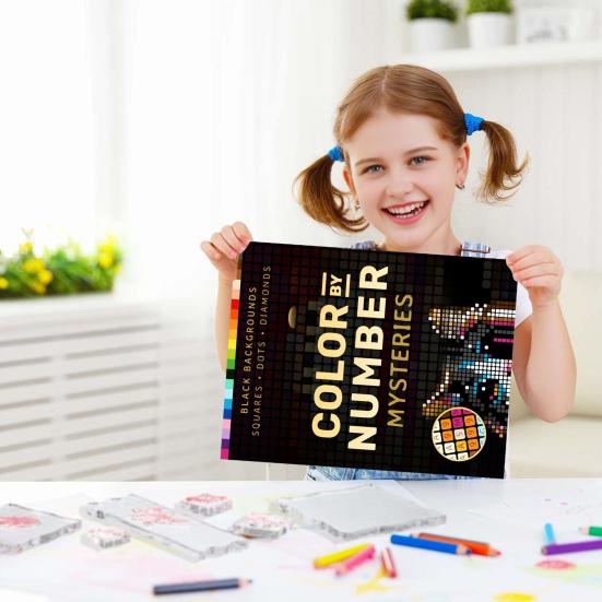 Coloring Book for Adults 100 Color by Number Mysteries Relaxation Wonder Detailed Coloring Book Squares Diamonds Dots DIY Coloring Book