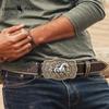 Cintura Western in Denim Tendenza Retro Gioventù Punk Rilievo Uomo Borchie Pelle Cintura