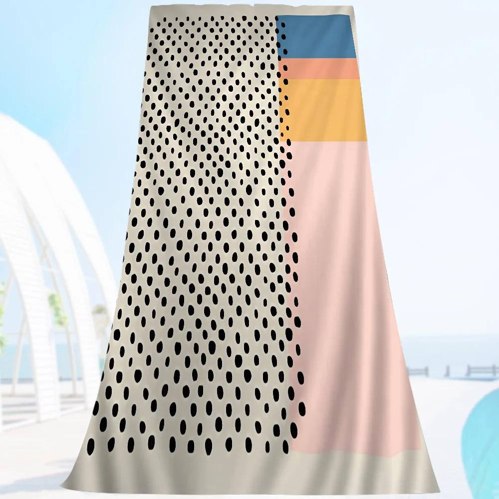 Modern Geometry Dot Line Art Microfiber Printed Beach Towel Mountain Climbing Yoga Beach Swimming Running Absorbent Soft Towel