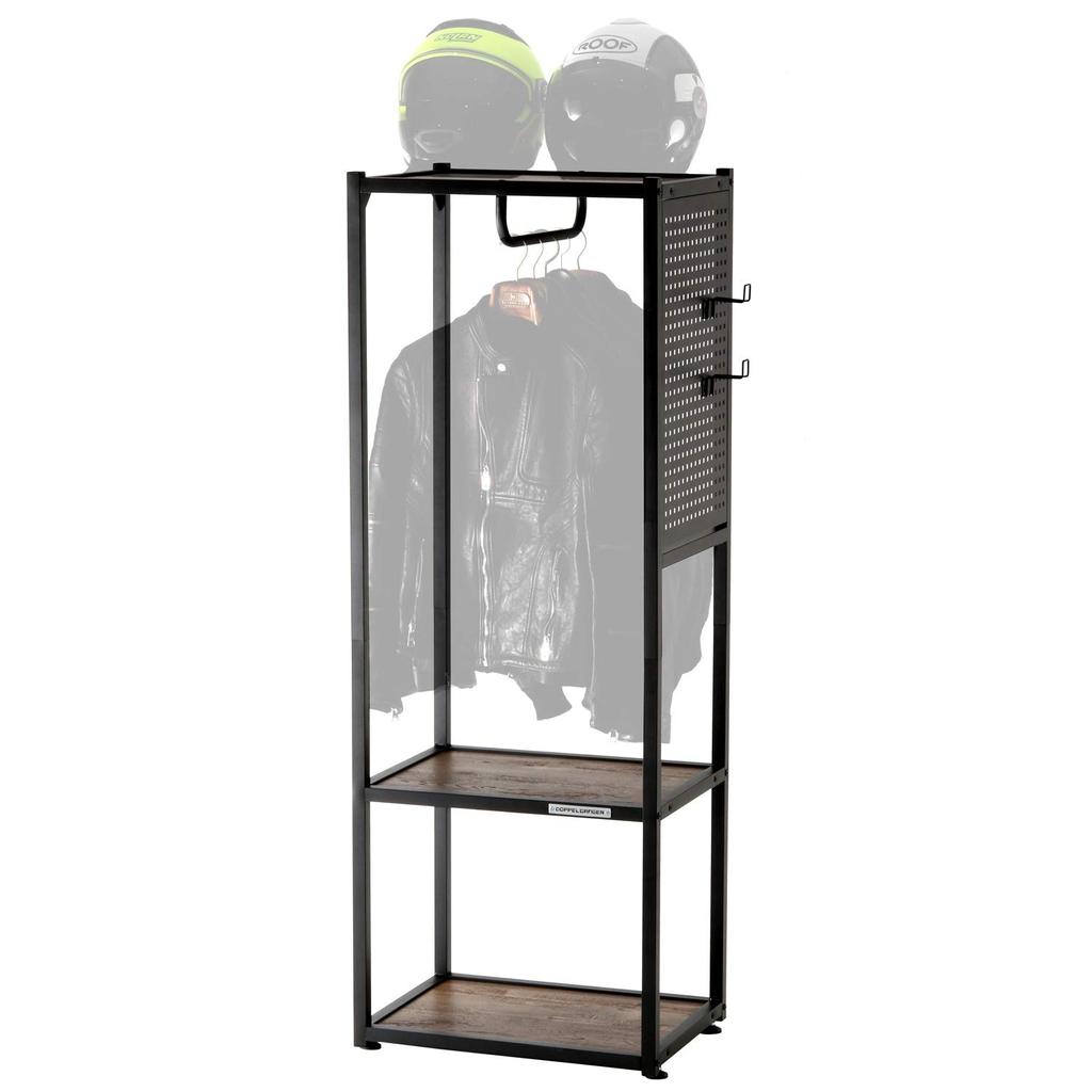 DOPPELGANGER Gear Bike Gear Display Storage Rack Stores 2 helmets and 5 leather jackets 2 dedicated hooks included [Riders Hanger] DDS501-BK