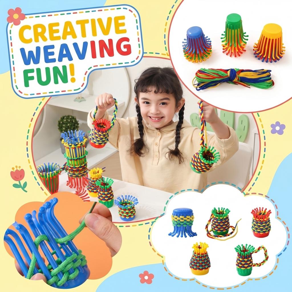 Handmade DIY Weaving & Lacing Toy Set — Develops Concentration And Fine Motor Skills (Includes 10 Baskets And 40 Cords)