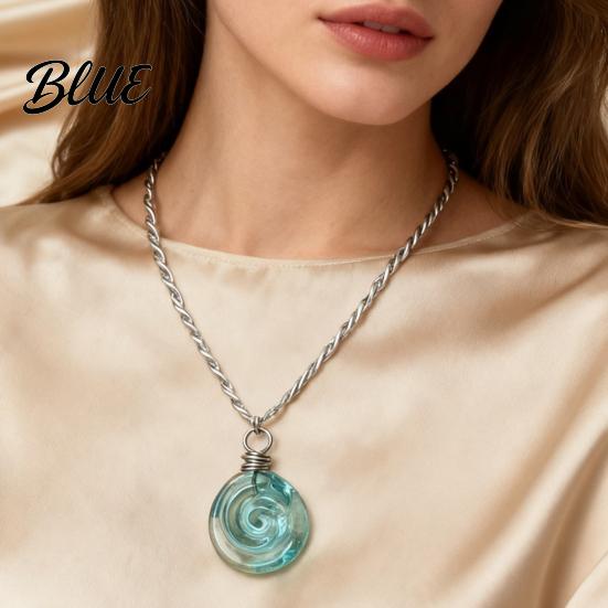 Droplet Earrings Recycled Glass Spiral Necklace Handmade Unique Boho Depth