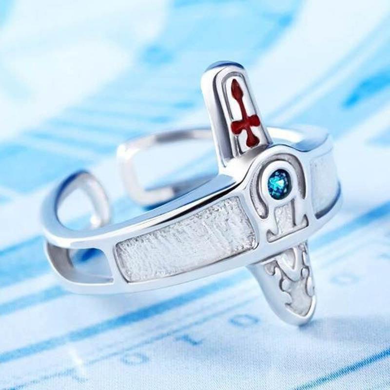 Anime Cross Ring Men's Fashion Trendy Index Finger Ring Black and White Epoxy Opening