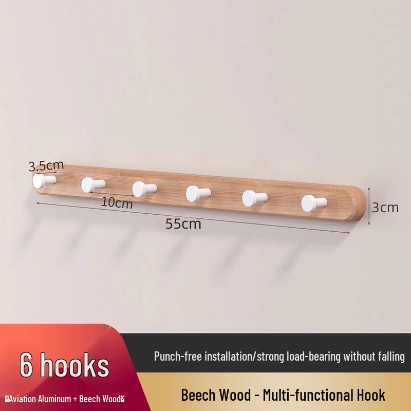 Log Style Wooden Wall-Mounted Coat and Clothes Hook