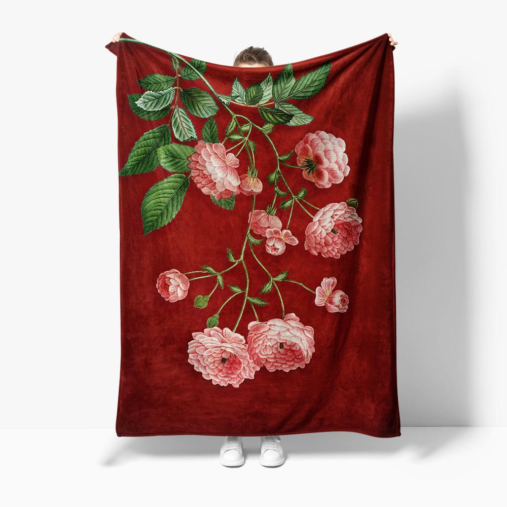 

Plush Velvet Floral Rose Pattern Blanket Throw for Women Girls Sofa Bed Decoration Gift 75x100cm