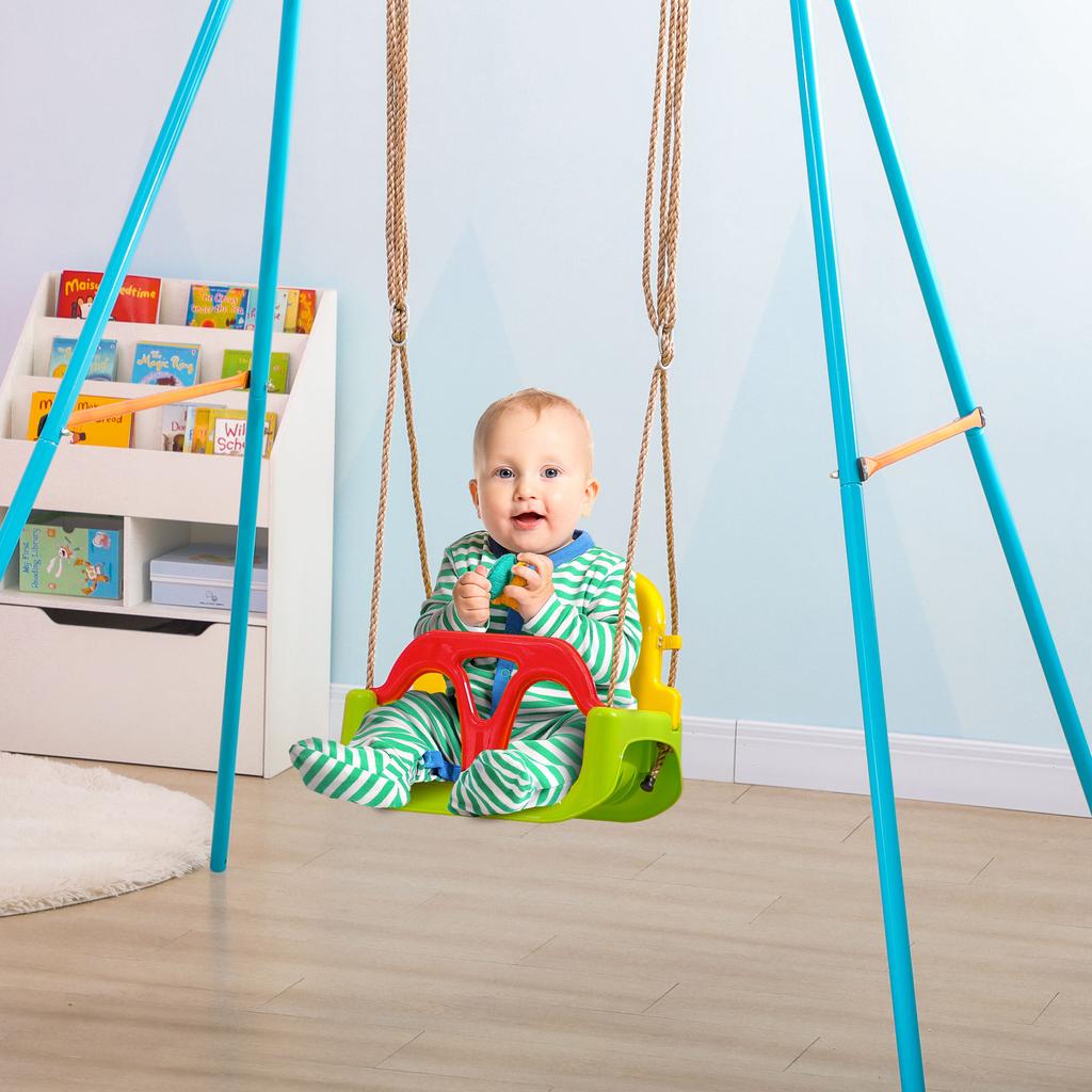 3 in 1 Detachable Kids Swing Seat with Safety Belt, Adjustable Rope for Indoor, Outdoor, Playground, Garden, Green