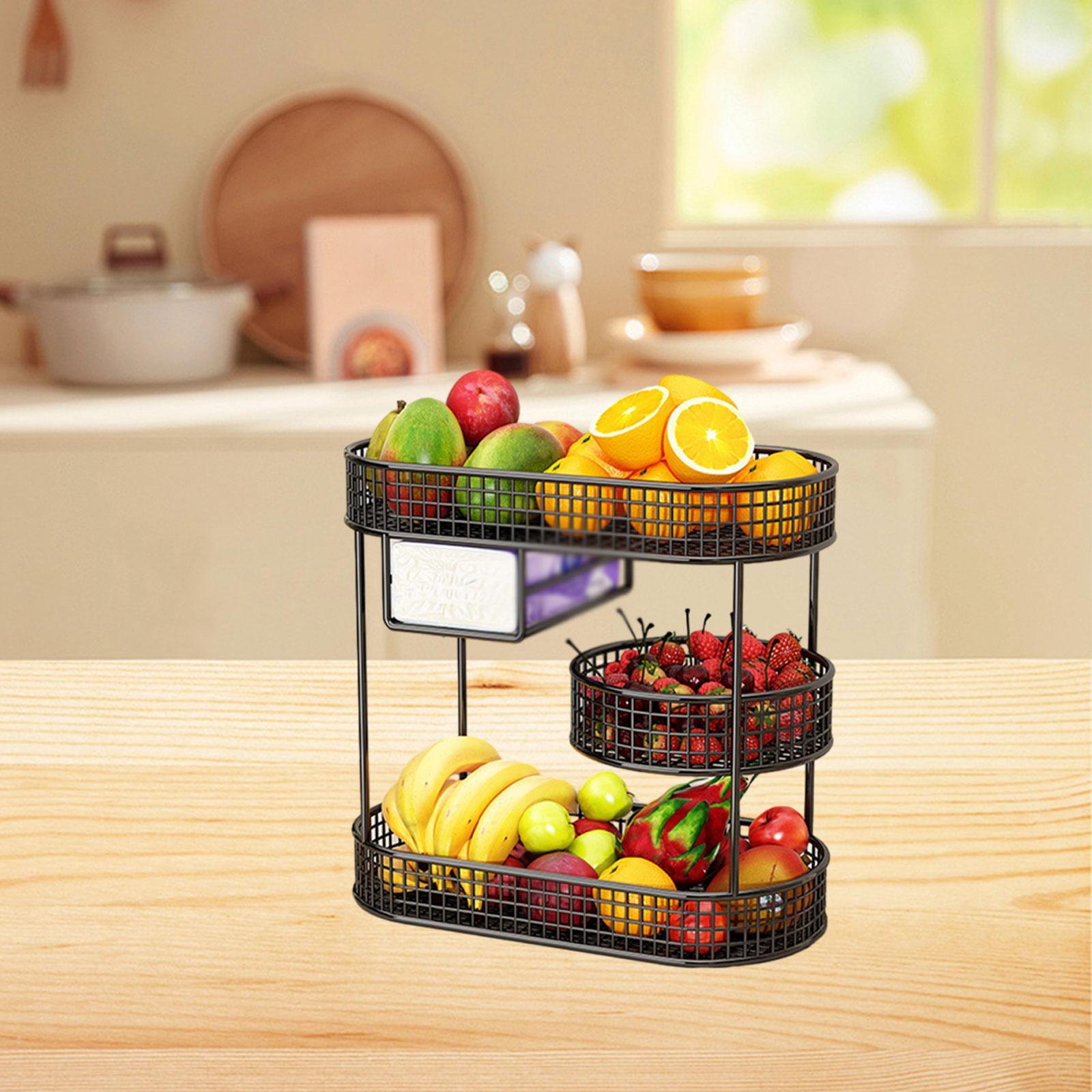 

3 Layer Fruit Basket Living Room Fruit Tray Snack and Candy Holder Coffee Table чёрный
