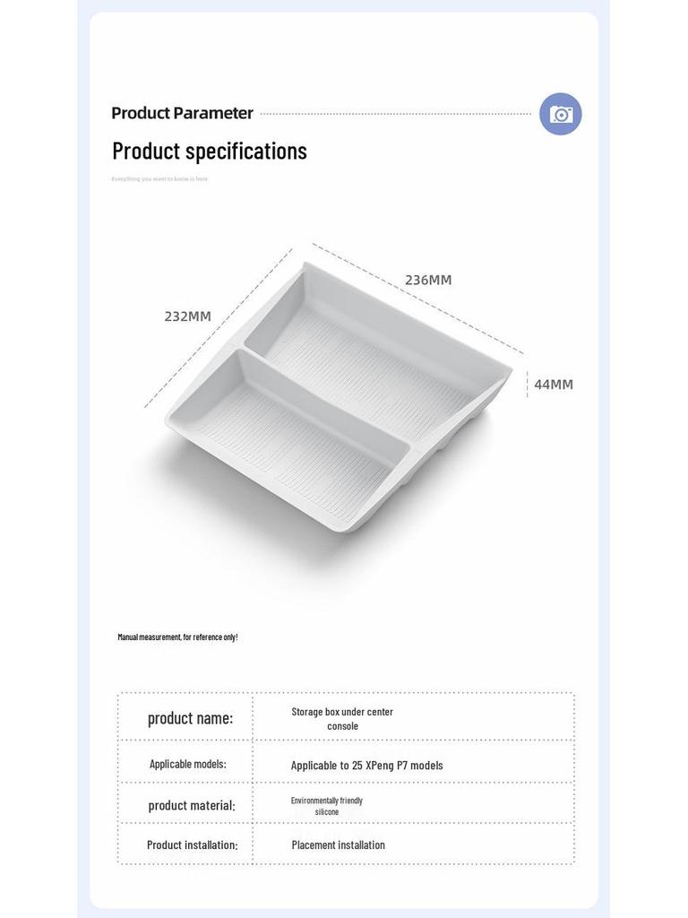 Silicone Mat Divider for Xiaopeng P7 Center Console Storage Box, Compatible with 25 Models, 2025 Accessories.