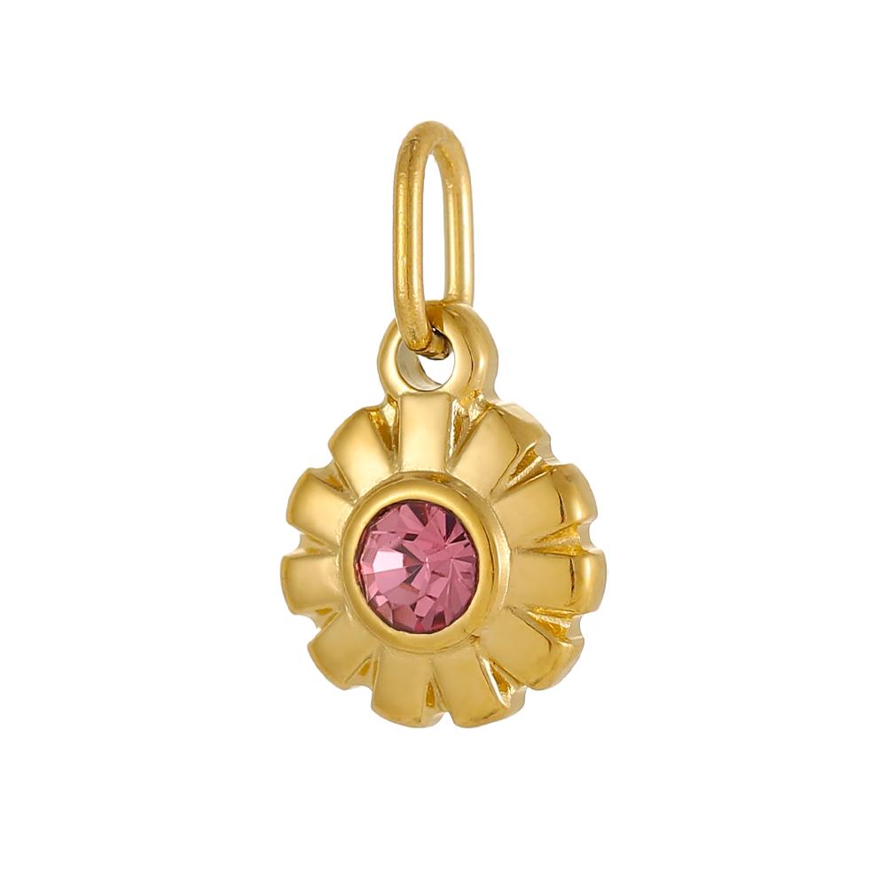 CARLIDANA Stainless Steel Birthstone Flower Pendant Colorful High Quality DIY Earrings Necklace Bracelet Charms Jewelry Making