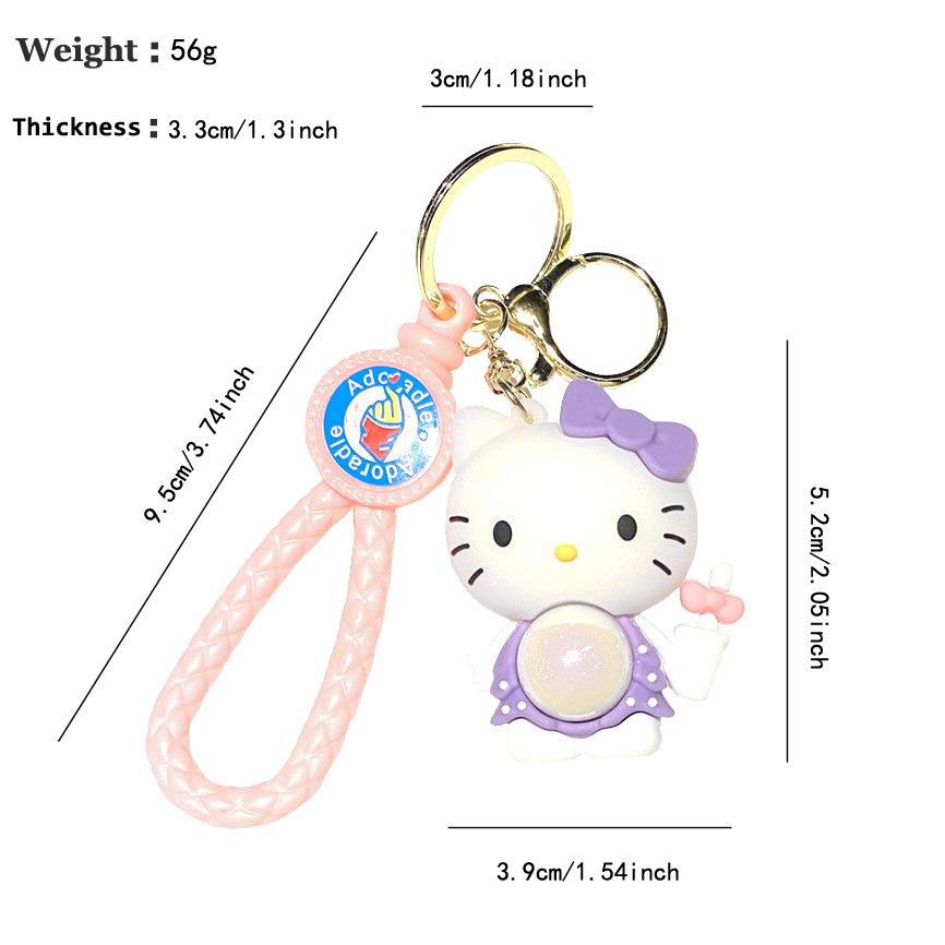 Creative Lamp Kt Cat Keychain Hello Kitty Bag Pendant Kt Cute Doll Car Key Chain Pendant