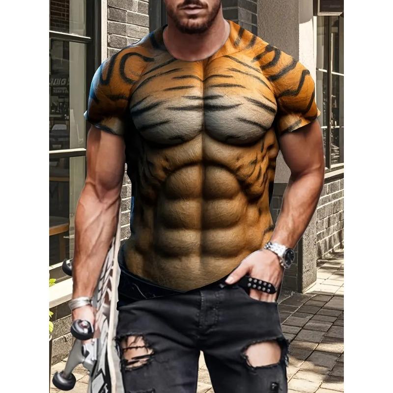 Sommer Herren T-Shirt Lustiges Gedrucktes Muster Kurzarm Sommer Outdoor Mode Rundhals Tops Übergröße Locker Herrenbekleidung