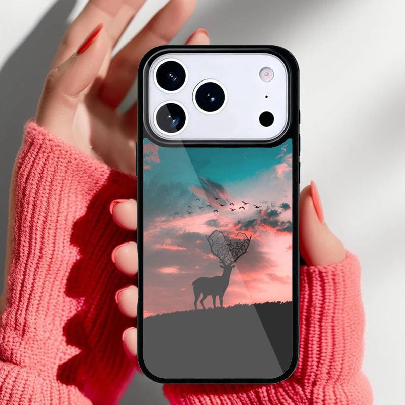 hunting Deer Sunset Phone Case for iPhone 17 16 15 14 13 Pro Max Back Cover for 12 11 Pro Coque