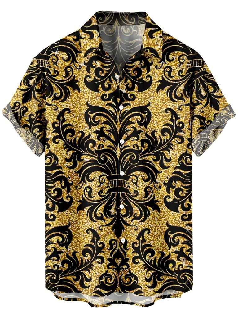 [Printed Design – Not Textured] Men'S Short Sleeve Shirt with Unique Design, Suitable for Men - Ideal for Casual Wear, Outdoor Activities - Perfect