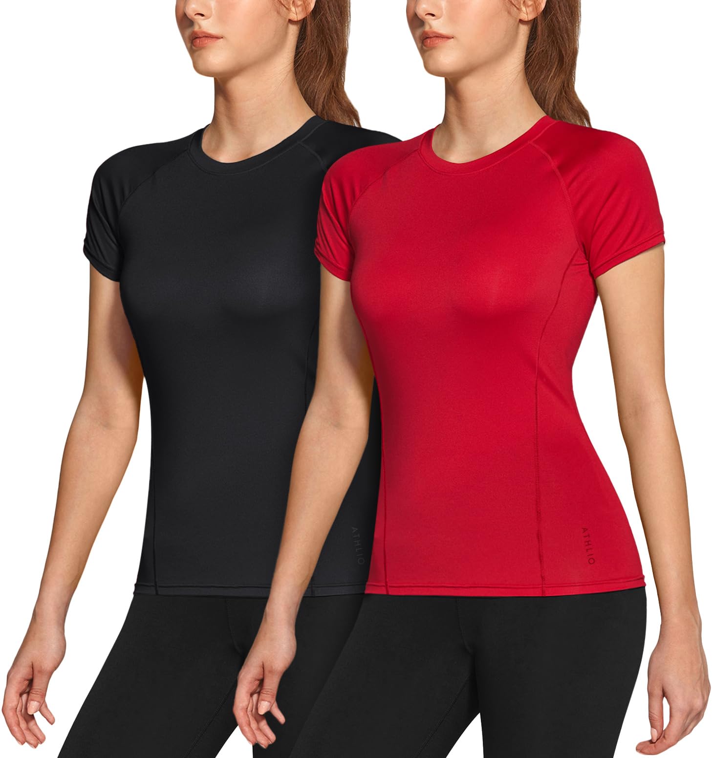 

Компрессионные шорты UV Sports [ATHLIO] Женская футболка, рукав, комплект из 2 предметов, [Влагоотводящий, быстросохнущий, охлаждающий, защитный], нижнее белье, для тренировок,