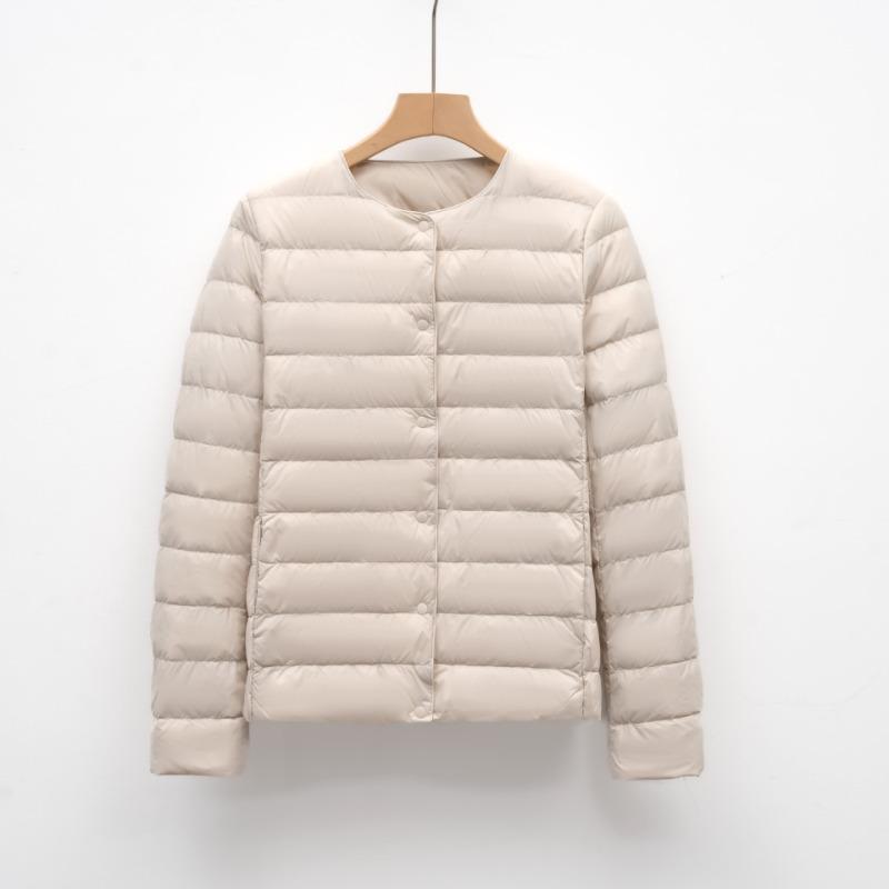 New Style Down Jacket Female Inner Liner Thin Collarless Long Sleeve Inner Wear Warm Round Collar Thin Light Down Inner Liner