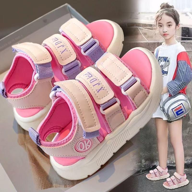 New stylish princess sandals, soft sole sports beach shoes for girls, summer new arrival 26 розы красного
