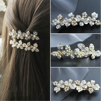 Moda Anziana Coreana Clip per Capelli in Cristallo Perla con Olio Gocciolante Eleganti Barrettes Fermagli per Capelli Accessori per Capelli
