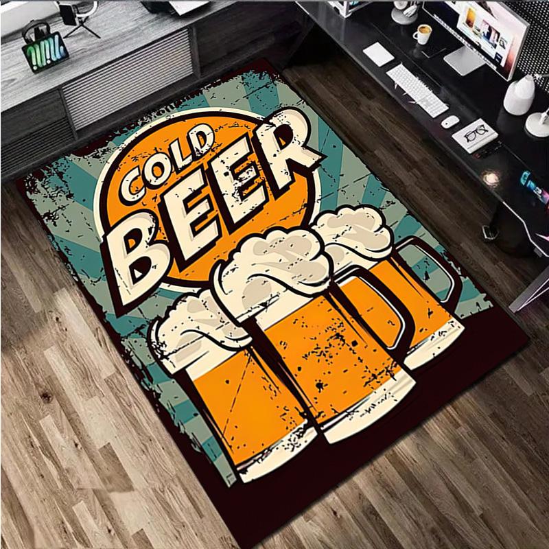 1Pc Beer Print Rug - Home Decoration Carpet For Living Room Bedroom Flooring Computer Chair Area Rug