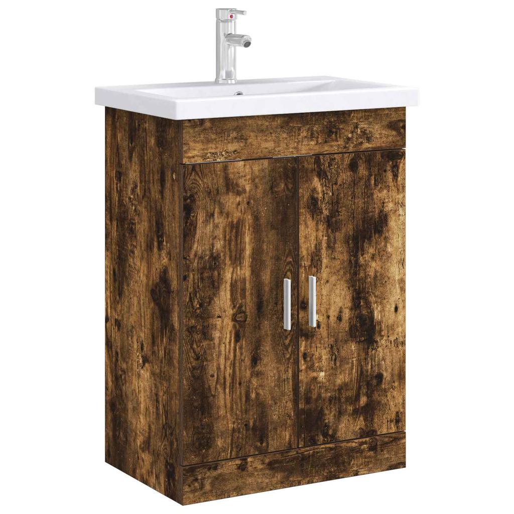 Bathroom Vanity Unit Smoked Oak 56 x 37.5 x 81 cm