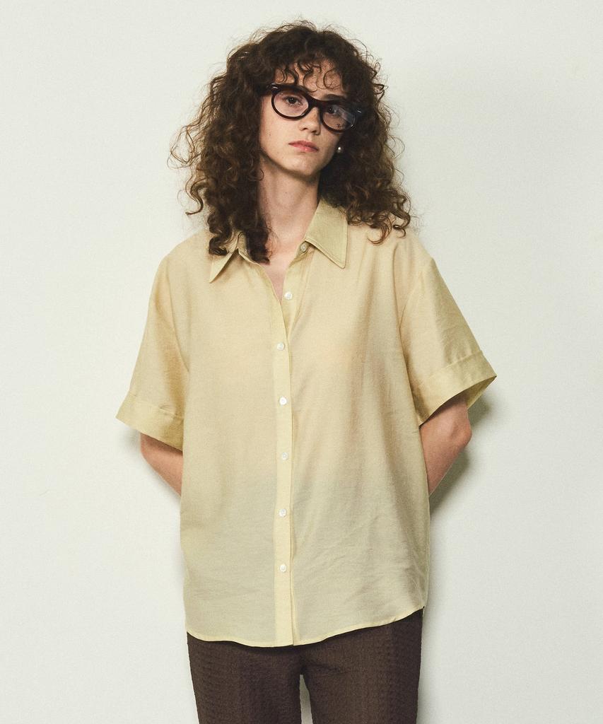 CITTA Summer Wool Short Sleeve Shirt_Ctt326(Beige)