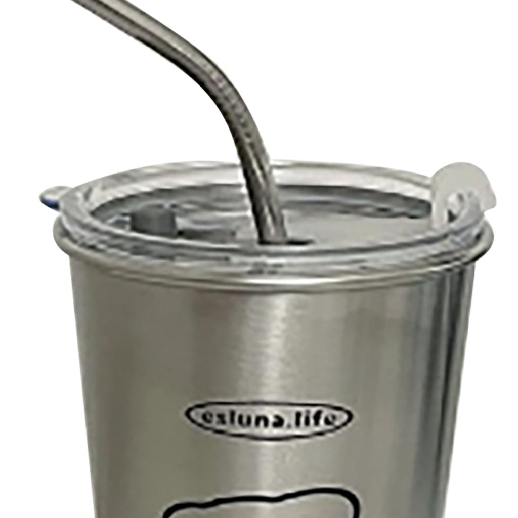 Kall Tumbler i Rostfritt Stål 500ml med Lock och Metallstrån Iskaffe Resemugg för Kaffe Vatten