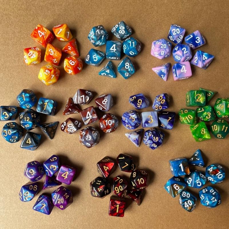 70Pcs Polyhedral Dices MultiSided Acrylic Dices Role Playing Table Game Dices 10 Color Game Dices Easy To Use