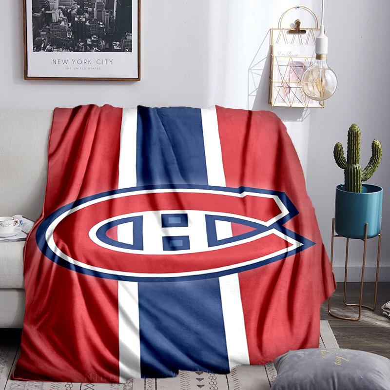 Canadiens Hockey Team Throws Blanket Flannel Blankets Plush for Couch Bed Gifts for Men Women Travel Picnic Blanket Christmas Fan Gifts