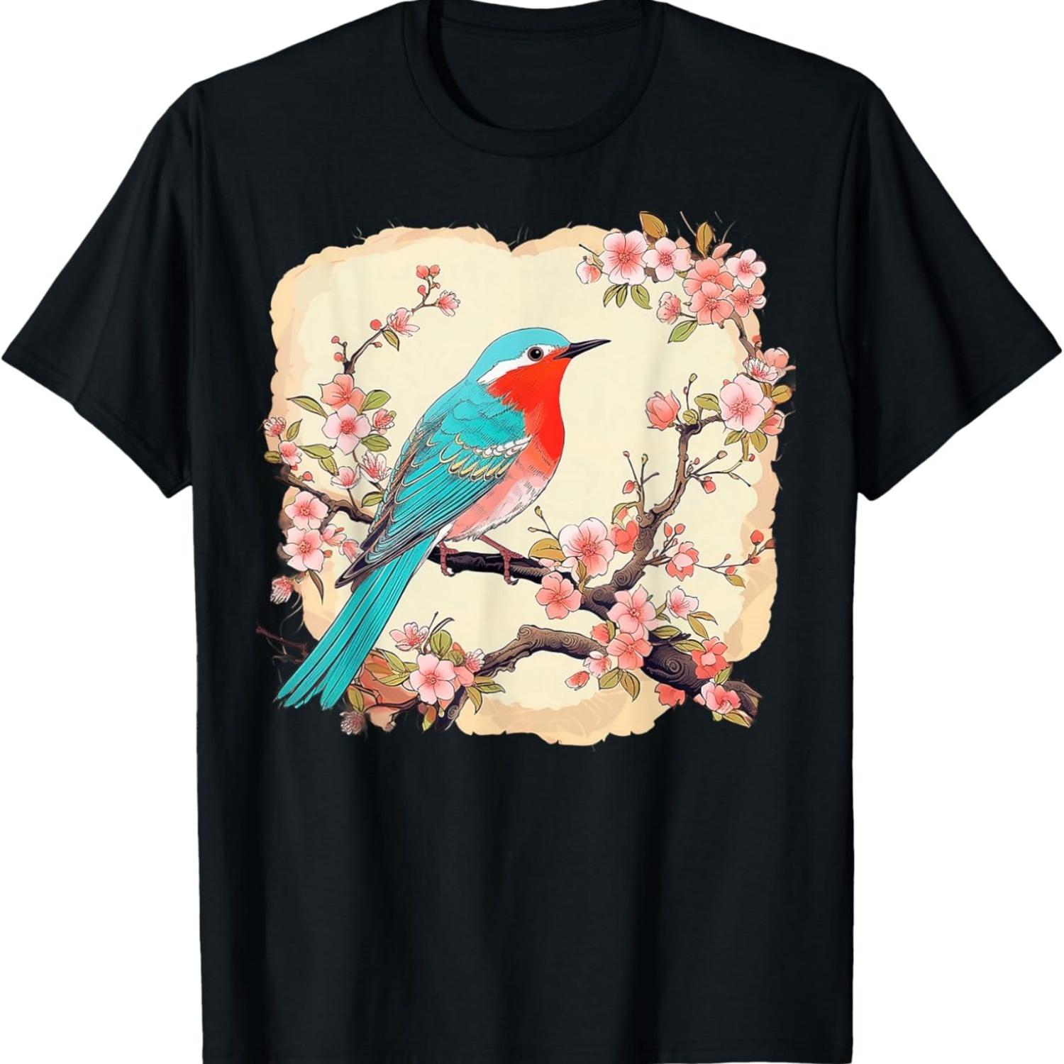 European Starling Bird Cherry Blossom T-Shirt S чёрный