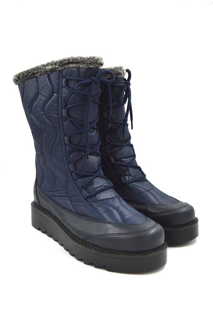 Women Modern Stylish Fashion Boots Genuine Leather Navy Blue Handmade Comfortable Casual Snow Boots