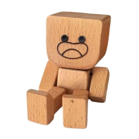 1/2/3Pcs Shaking Wooden Man Figurine Handmade Shaking Feet Wooden Doll Car Dashboard Desktop Decoration Ornament