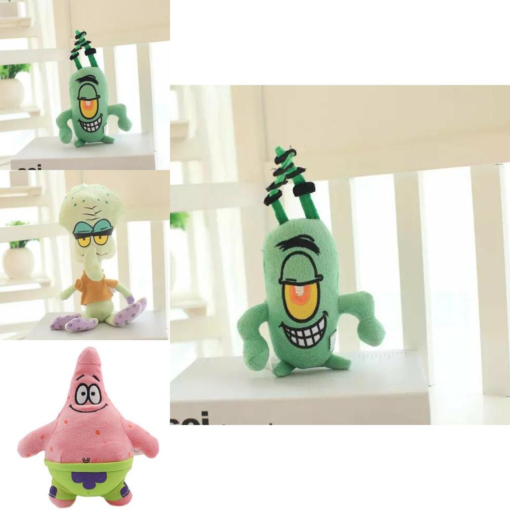 Cute Short Plush Cartoon Octopus Crab Starfish Snail Spongebob Series Toy Set