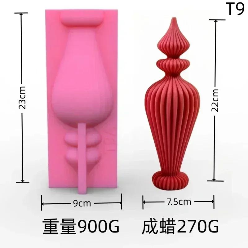 DIY abstrakte vasenförmige Kerze Silikonform nordischer Stil geometrisches Streifenmuster zylindrische römische Säule Kerzenformen Weihnachtsgeschenk