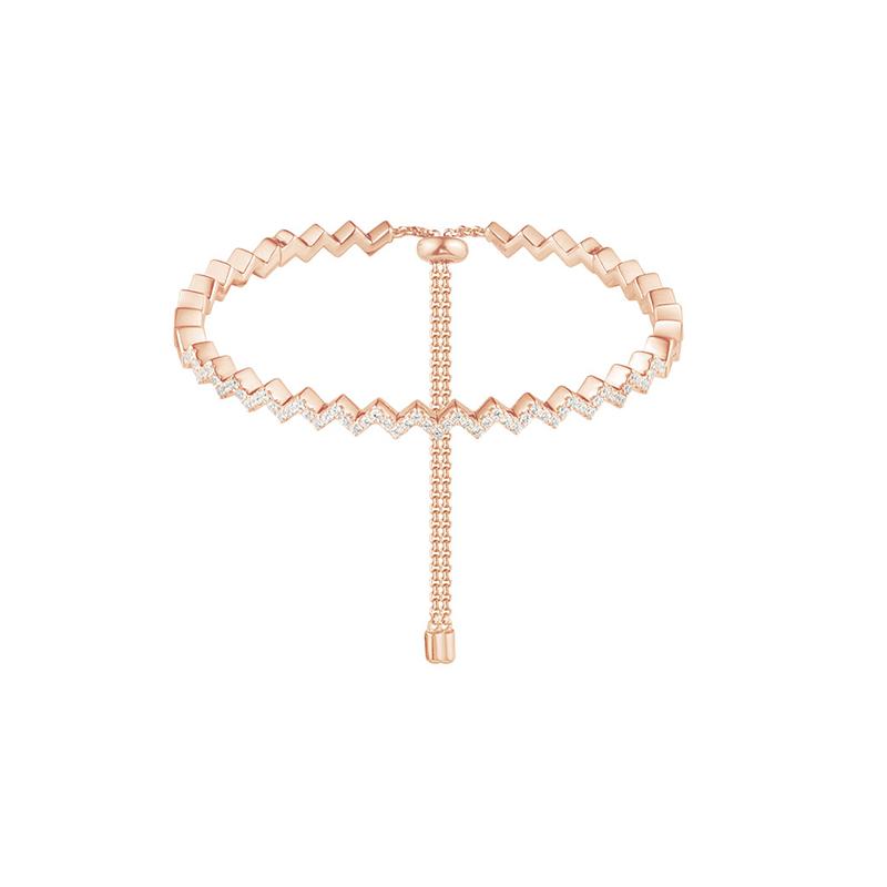 APM Monaco Bracelet UP AND DOWN Series, Adjustable Z-shaped Design, Light Luxury and Sparkling Zircon, Elegant, Exquisite, Fashionable AB3363OX