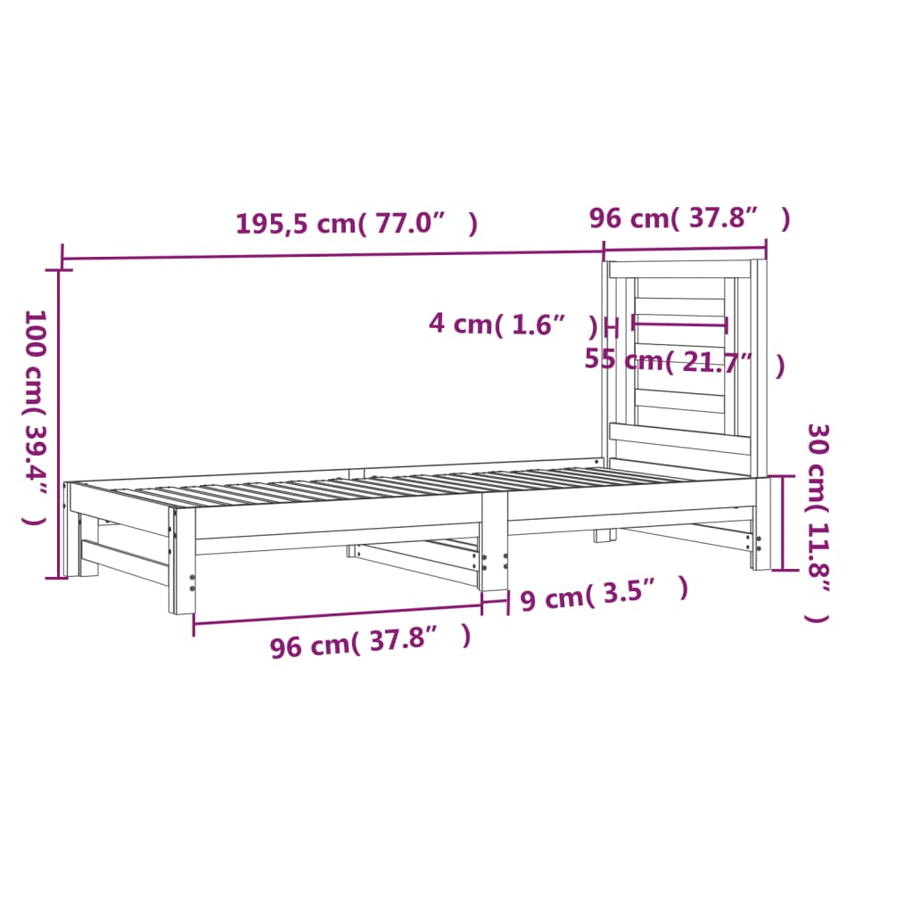 Vidaxl Extendable Bed, White, 2X(90X190) Cm, Light Pine Wood