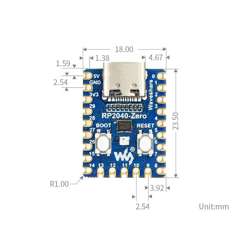 Raspberry Pi RP2040-Zero Microcontroller: PICO Development Board - Dual-Core Processor with Humidity Clock Functionality