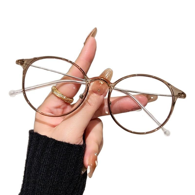 New ultra-light flat glasses female plain artifact round frame square round face small eye frame can be matched with degree