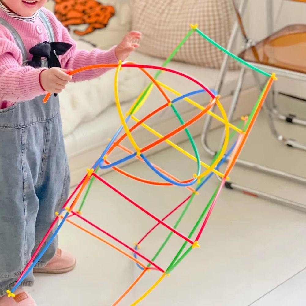 300pcs Assembly Straw Constructor Toys Plastic Children's Straw Building Block  Home Decoration