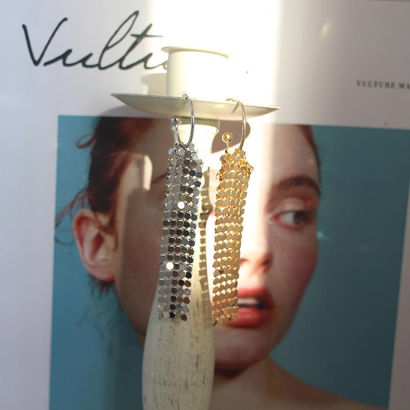 Exquisite S925 Silver Needle Sequin Tassel Dangle Earrings - Elegant European & American Fashion Long Hoops