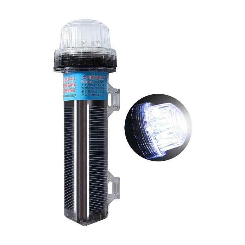 Solar Powered Color LED Marine Signal Light High Brightness with IP68 Waterproof & Long Battery for Boat Navigation белый