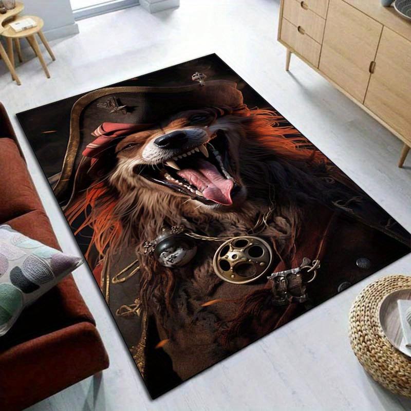 Steampunk Lion Rug for Bold Interiors | Industrial Theme Area Rugs | Unique Home Décor Pieces Skid resistant carpet