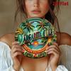 Metal Wall Art Vintage Aluminum Sign Round Decorative Plaque Margaritaville Paradise Cape Coastal Decor 2D Flat Single Piece
