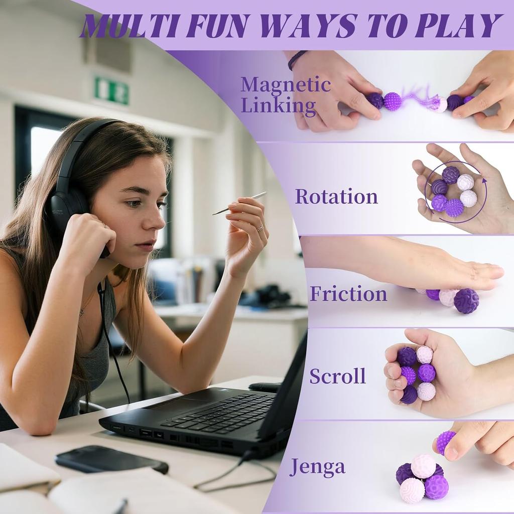 6/12pcs Magnetic Sensory Fidget Ball Toy, Attracting Stress Ball with Silicone Shell for Adults and Teens, Peace of Hands