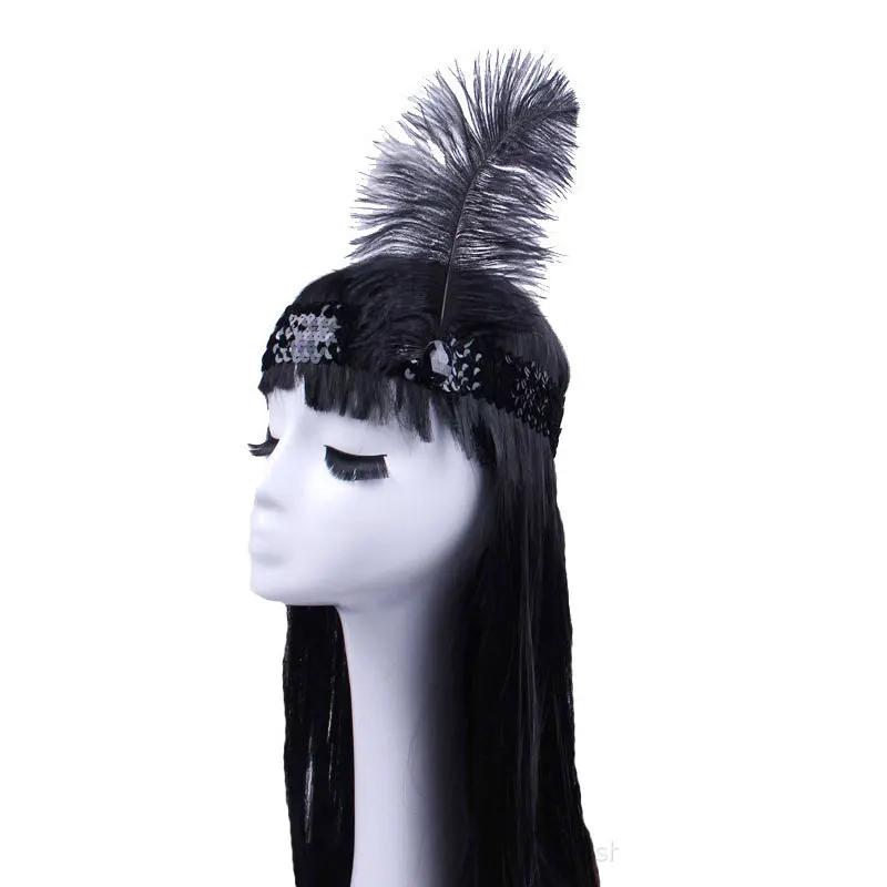 Festival Stage Performance Props Headband Indian Feather Hat Halloween Cosplay Savage Feather Headdress Carnival Masquerade