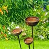 Vintage Weathered Rain Collectors Long Stem Rusty Bird Feeder Metal Bird Bath  Outdoor Garden